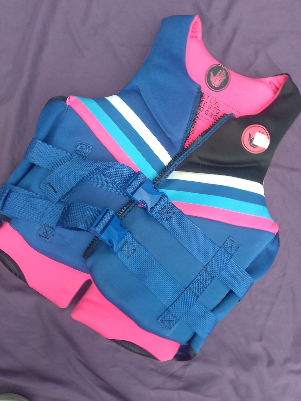 Body Glove Blue Pink Striped Life Jacket Vest
